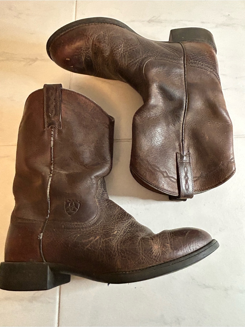 Ariat Dark Brown Leather Western Pull-On Boots